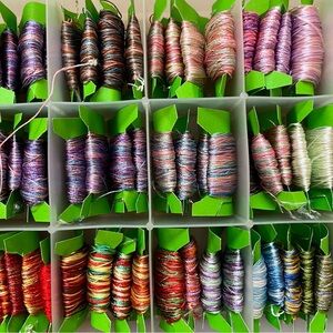 A Whole Box of Silky Variegated Colorful Embroidery Thread Set in Storage Case